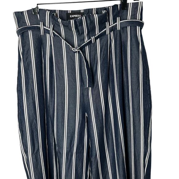 Express Women's Wide Leg High Rise Blue White Striped Pants Size 12R - Picture 3 of 8